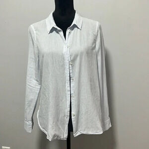 Vero MODA Women’s Light Blue with Stripes Cotton Button Down Shirt size Large